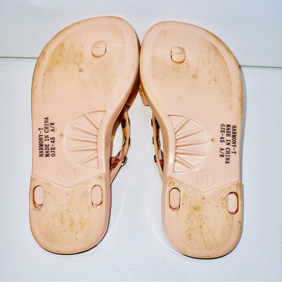 MICHAEL Michael Kors Studded Thong Sandals 9 Pink Bow Girls Heel Strap Jellies - Picture 6 of 6